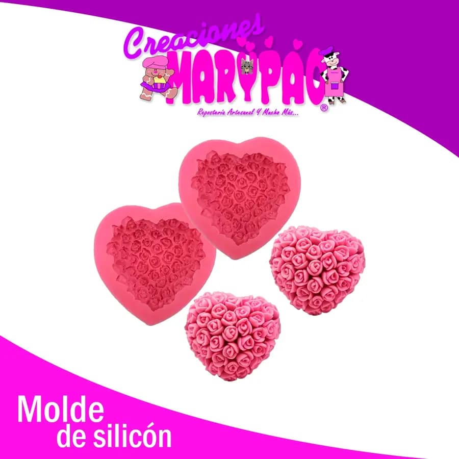 MOLDE SILICON BOMBOM ROSAS - CORAZON PARTIDO