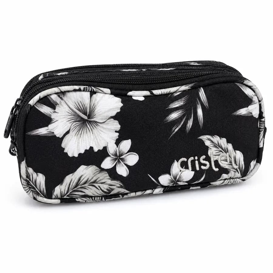 CARTUCHERA CRISTAL 3 SERV  F099819 NEGRA FLORES
